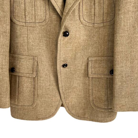 Vintage Wool Blazer MacAll Fifth Avenue Camel Tweed Hunt Jacket Patch Pockets - Picture 5 of 16